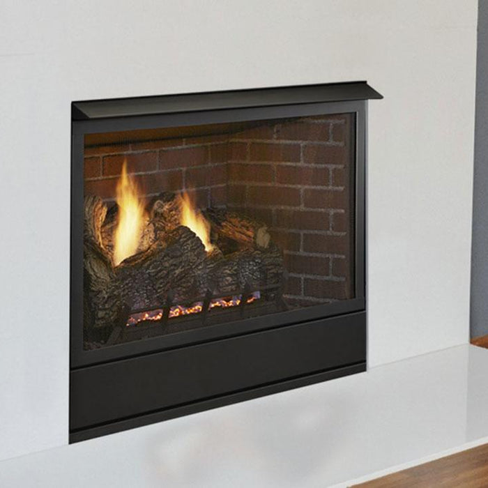 Monessen Aria vent-free gas fireplace with log set in contemporary white surround vent free gas fireplace