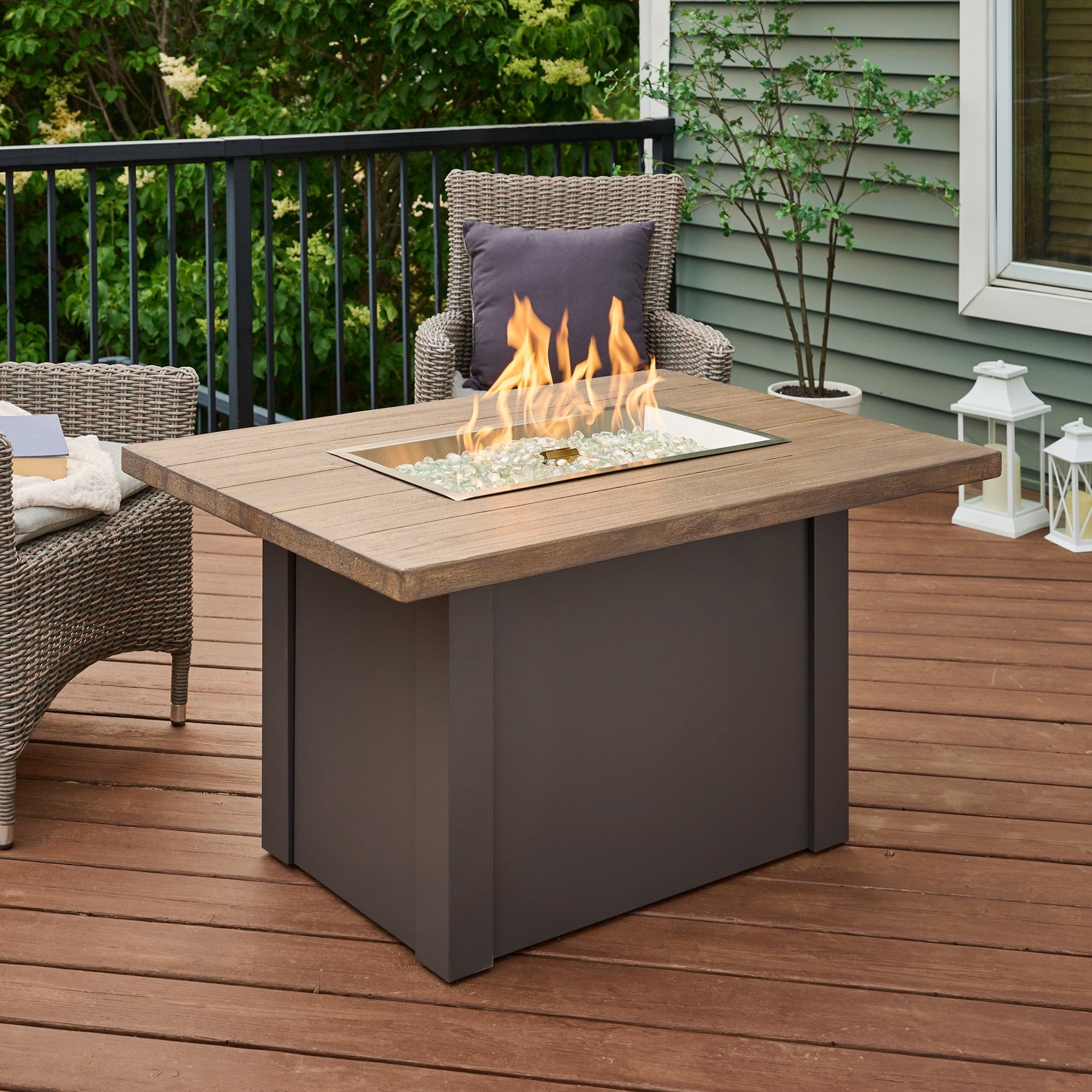 havenwood 44 gas fire pit table lit deck outdoor greatroom company fire table