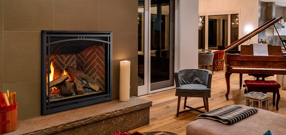 Majestic Meridian Platinum direct vent gas fireplace traditional living room