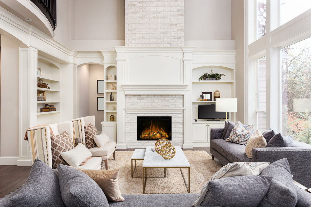 Modern Flames Redstone electric fireplace insert installed living room installing electric fireplace insert