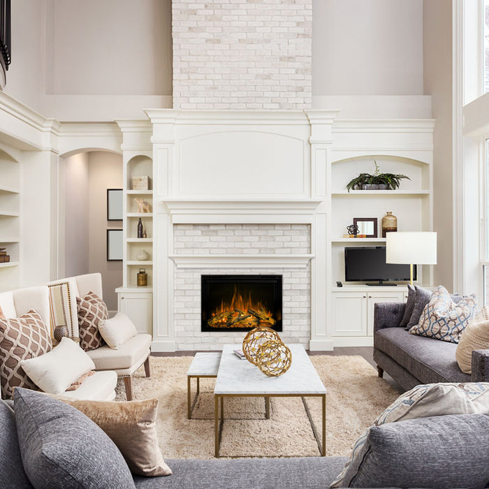 Modern Flames Redstone electric fireplace insert installed living room installing electric fireplace insert
