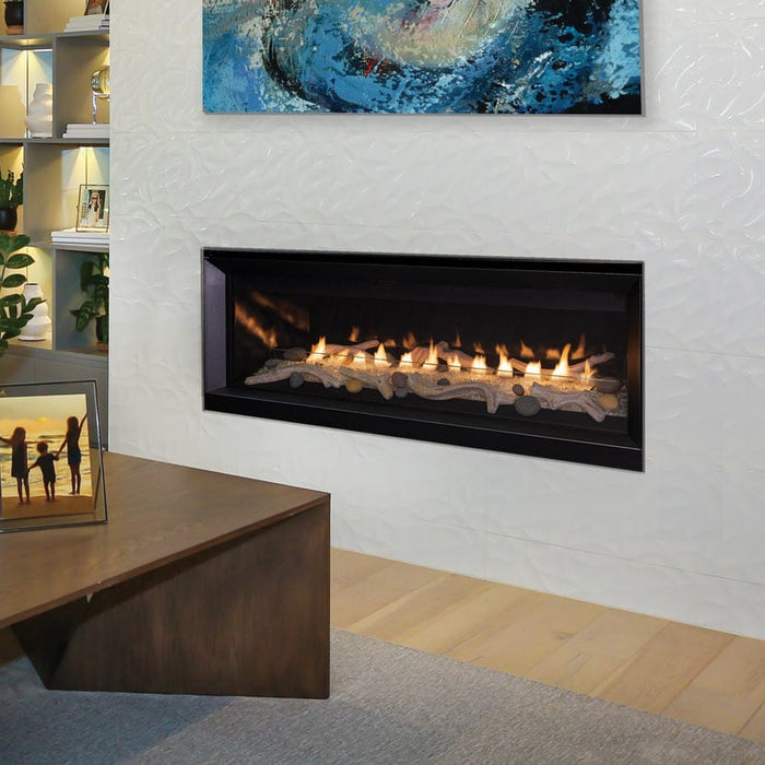 Superior VRL3000 vent-free linear gas fireplace installed in a living room wall