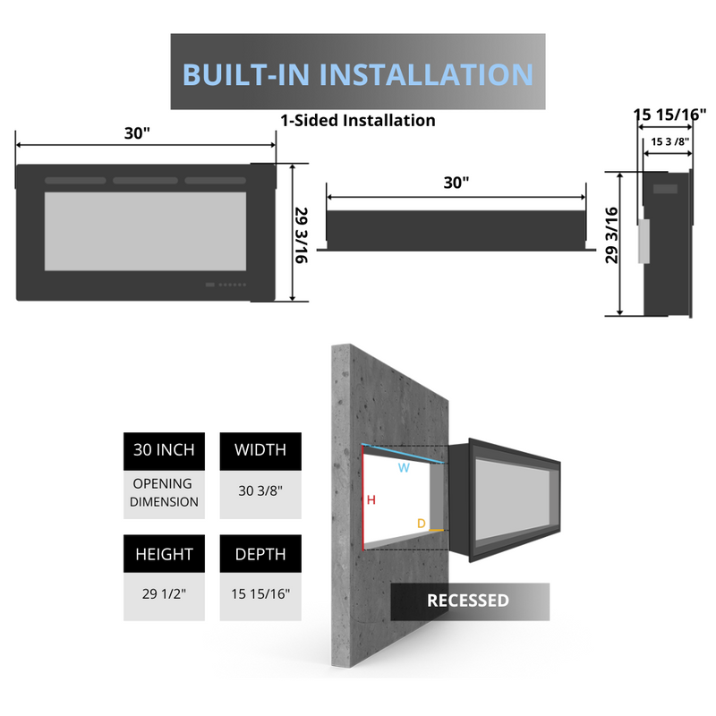 Dimplex Opti-Myst Aura 30" 3-Sided Water Vapor Fireplace - 3STEP-RGB-AM)