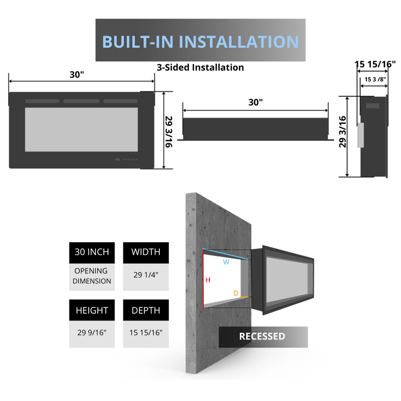 Dimplex Opti-Myst Aura 30" 3-Sided Water Vapor Fireplace - 3STEP-RGB-AM)