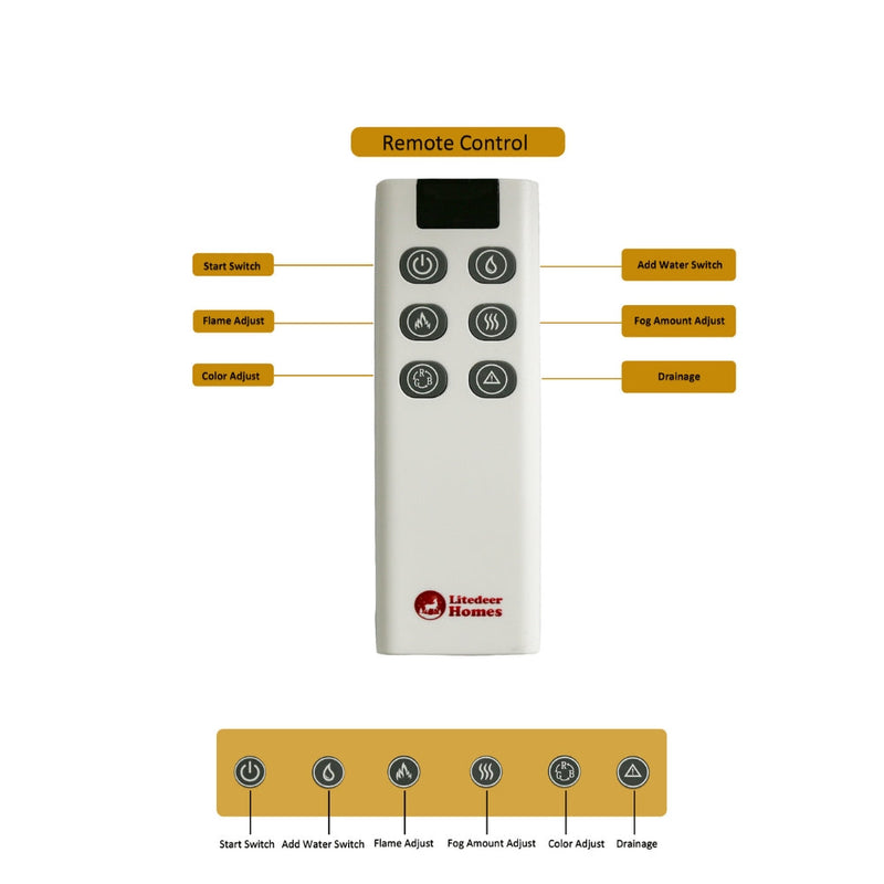 Litedeer Homes Mercury 40"/50"/60" Smart Water Vapor Heatless Fireplace