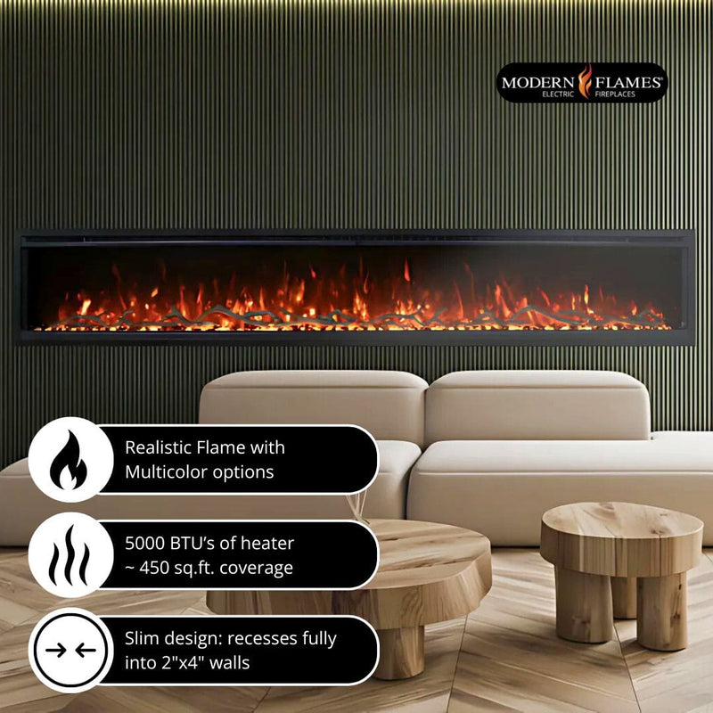 Modern Flames Spectrum Slimline 50"/60"/74"/100" Built-in/Wall Mounted Electric Fireplace