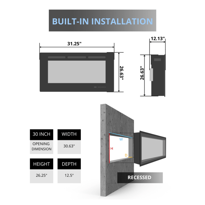 Dimplex Revillusion 30" Built-in Electric Firebox - RBF30