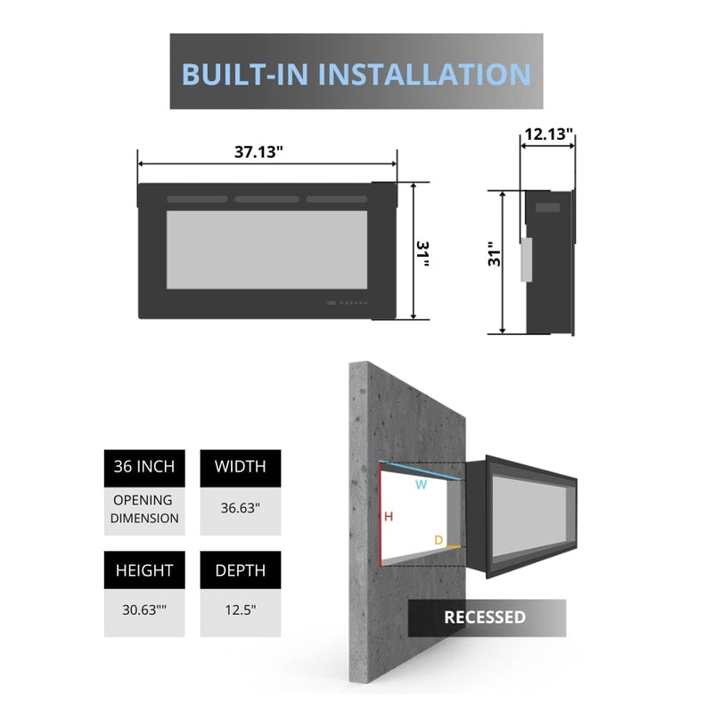 Dimplex Revillusion 36" Portrait Built-in Electric Firebox