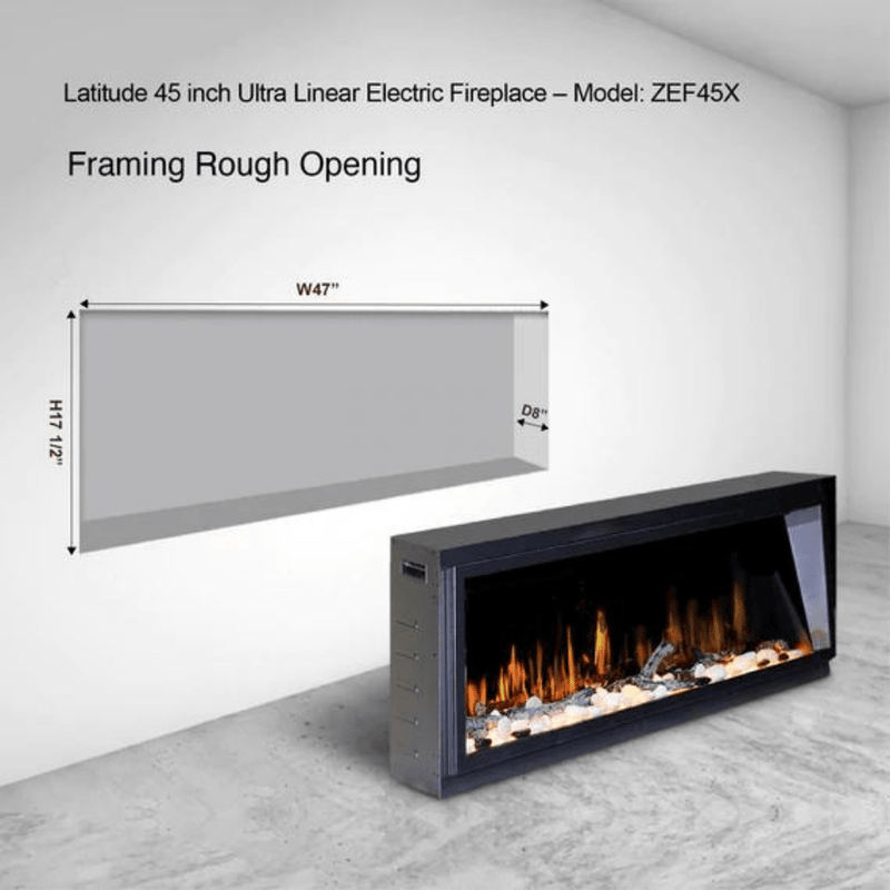 Litedeer Homes Latitude Built-in Smart Electric Fireplace with 1-Inch Trim - Realistic Flame | 45" · 55" · 65" · 75"