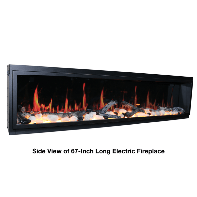 Litedeer Homes Latitude Built-in Smart Electric Fireplace with 1-Inch Trim - Realistic Flame | 45" · 55" · 65" · 75"