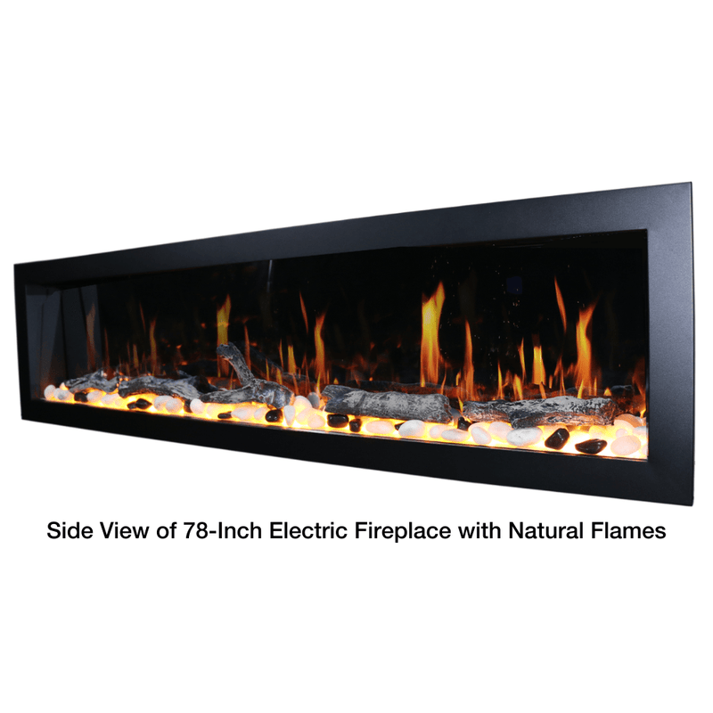 Litedeer Homes Latitude II Wall-mount Smart Electric Fireplace with 3-Inch Trim - Realistic Flame | 48" · 58" · 68" · 78"