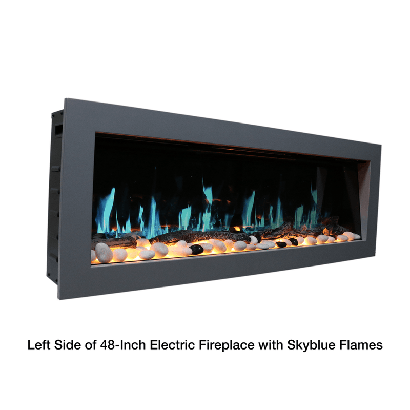 Litedeer Homes Latitude II Wall-mount Smart Electric Fireplace with 3-Inch Trim - Realistic Flame | 48" · 58" · 68" · 78"