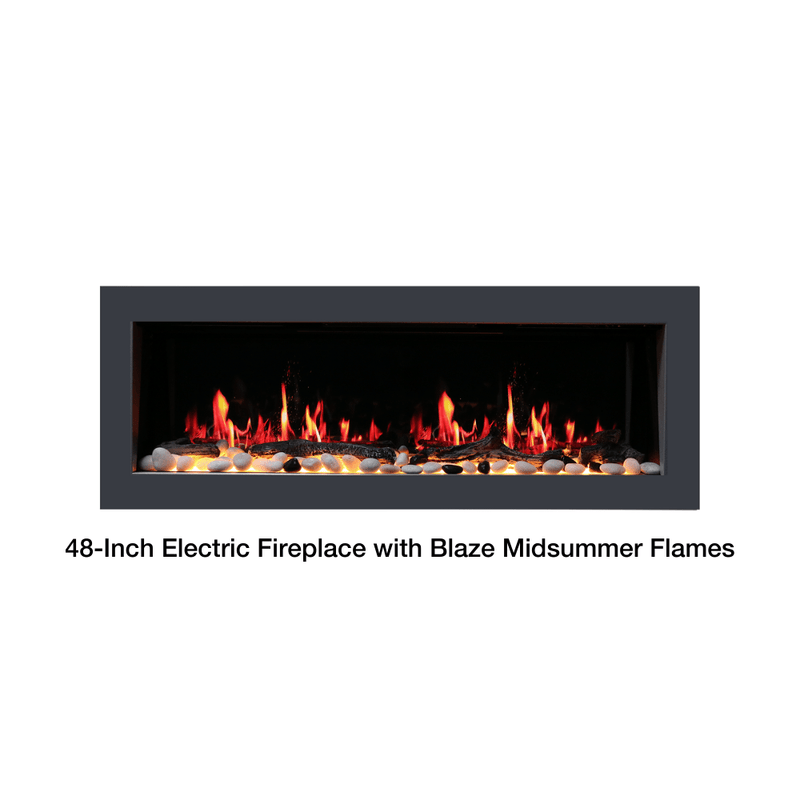 Litedeer Homes Latitude II Wall-mount Smart Electric Fireplace with 3-Inch Trim - Realistic Flame | 48" · 58" · 68" · 78"