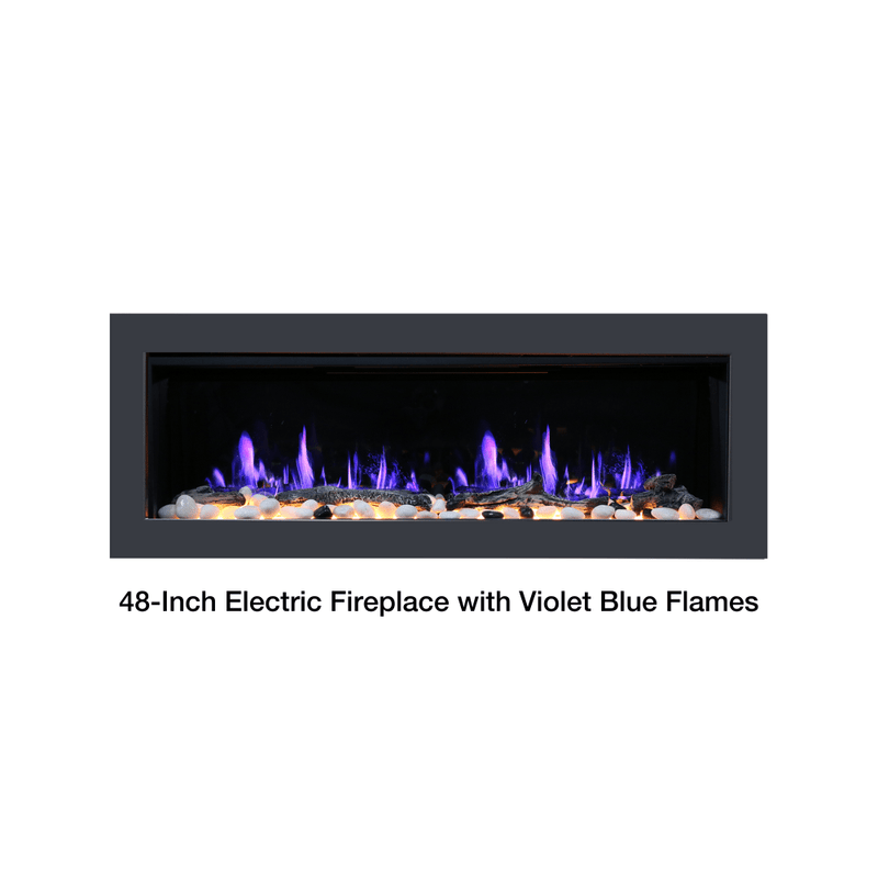 Litedeer Homes Latitude II Wall-mount Smart Electric Fireplace with 3-Inch Trim - Realistic Flame | 48" · 58" · 68" · 78"