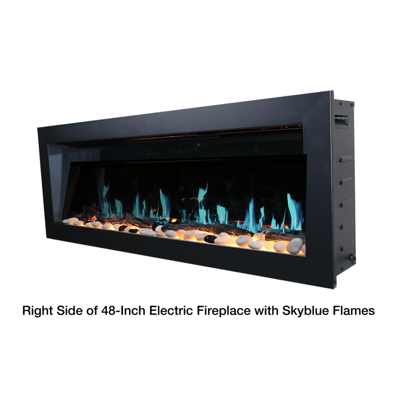 Litedeer Homes Latitude II Wall-mount Smart Electric Fireplace with 3-Inch Trim - Realistic Flame | 48" · 58" · 68" · 78"