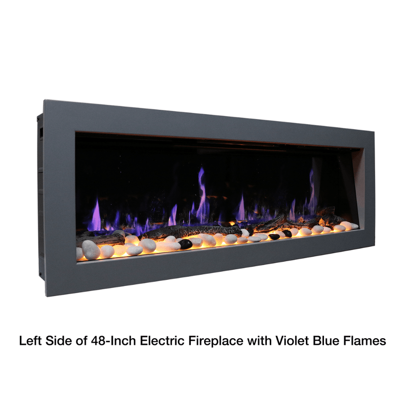 Litedeer Homes Latitude II Wall-mount Smart Electric Fireplace with 3-Inch Trim - Realistic Flame | 48" · 58" · 68" · 78"