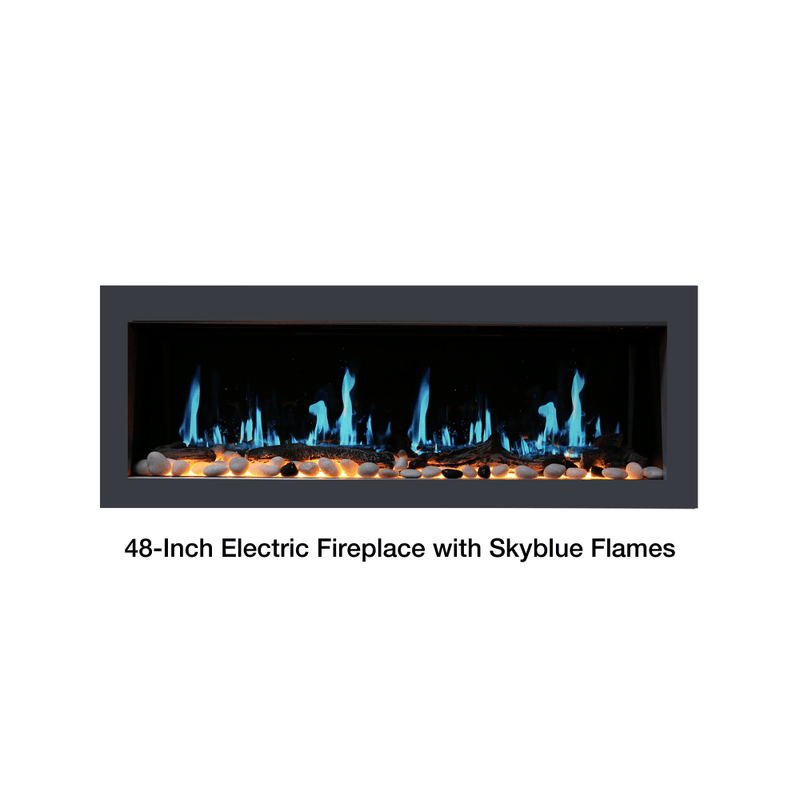 Litedeer Homes Latitude II Wall-mount Smart Electric Fireplace with 3-Inch Trim - Realistic Flame | 48" · 58" · 68" · 78"