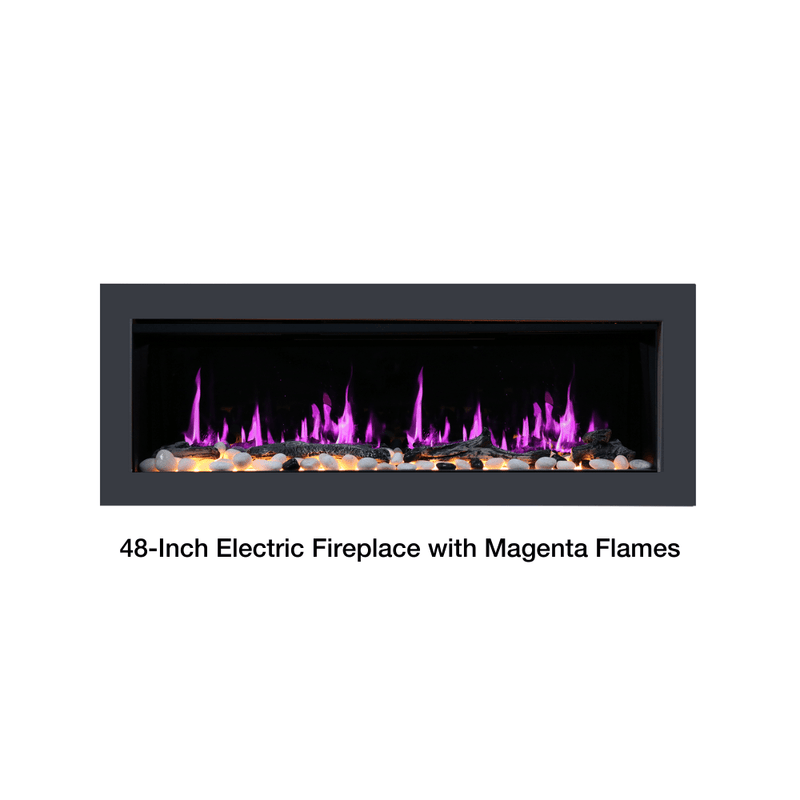 Litedeer Homes Latitude II Wall-mount Smart Electric Fireplace with 3-Inch Trim - Realistic Flame | 48" · 58" · 68" · 78"
