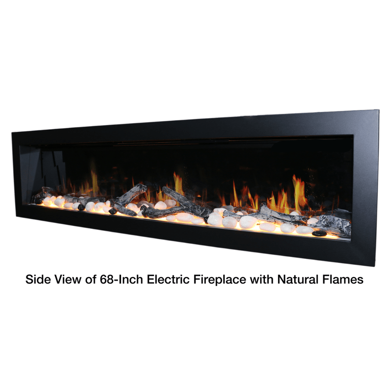 Litedeer Homes Latitude II Wall-mount Smart Electric Fireplace with 3-Inch Trim - Realistic Flame | 48" · 58" · 68" · 78"