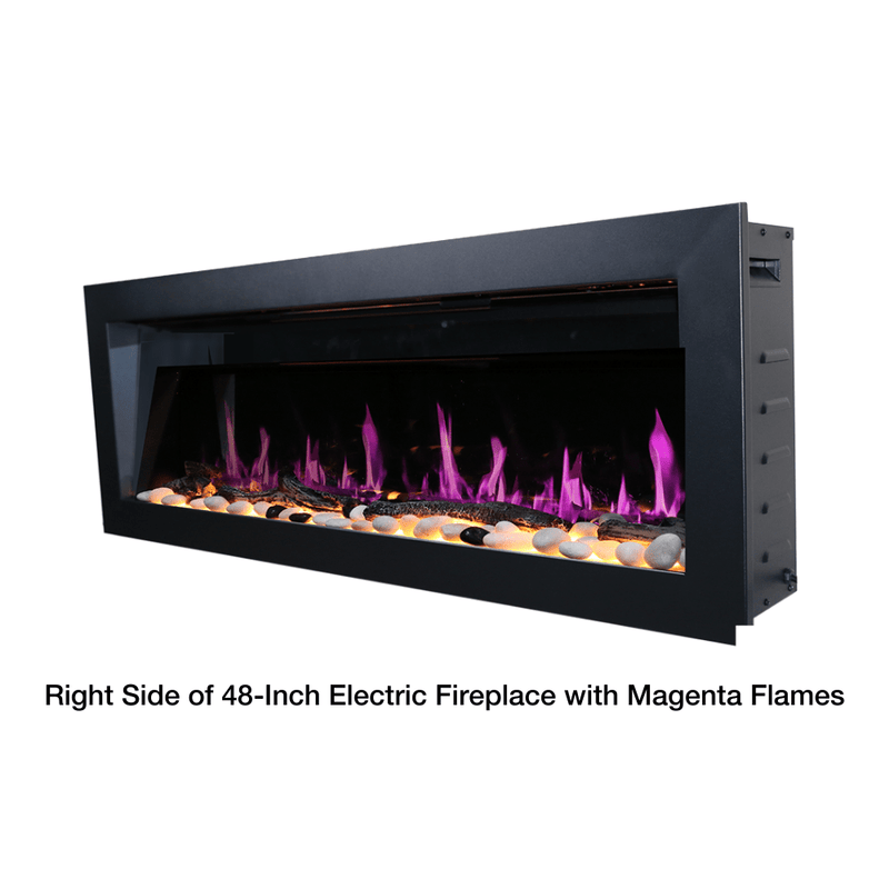 Litedeer Homes Latitude II Wall-mount Smart Electric Fireplace with 3-Inch Trim - Realistic Flame | 48" · 58" · 68" · 78"