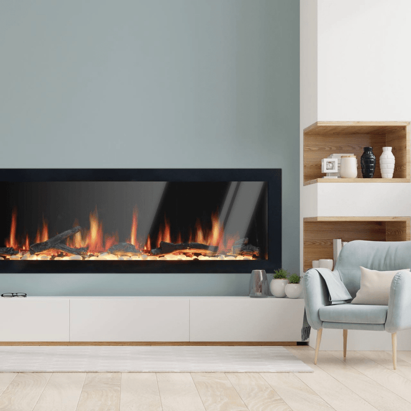 Litedeer Homes Latitude II Wall-mount Smart Electric Fireplace with 3-Inch Trim - Realistic Flame | 48" · 58" · 68" · 78"