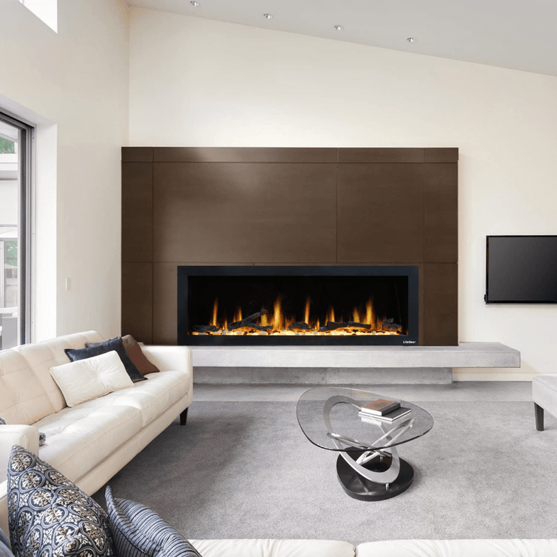 Litedeer Homes Latitude II Wall-mount Smart Electric Fireplace with 3-Inch Trim - Realistic Flame | 48" · 58" · 68" · 78"