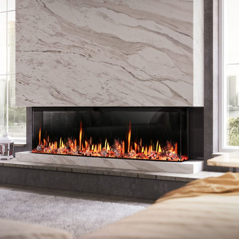 Litedeer Homes WarmCastle 50"/60"/72" 3-Sided Smart Electric Fireplace with Multi-Flame