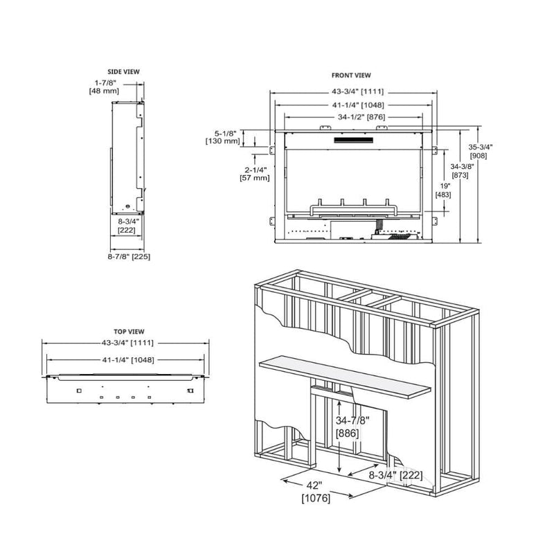 Simplifire Inception 36" Traditional Built-In Electric Fireplace with Digital Spark Technology