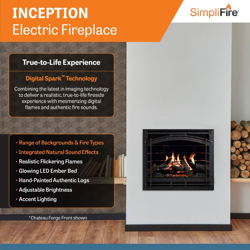 Simplifire Inception 36" Traditional Built-In Electric Fireplace with Digital Spark Technology