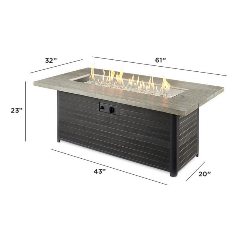 The Outdoor GreatRoom Company Cedar Ridge 61" Linear Gas Fire Pit Table